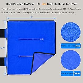 Koo-Care Extra Large Gel Ice Pack for Injuries Reusable Flexible Hot Cold Therapy Compress with Strap for Shoulder Rotator Cuff, Back, Hip, Shin - Knee Replacement Surgery Pain Relief XL 13 x 14.7