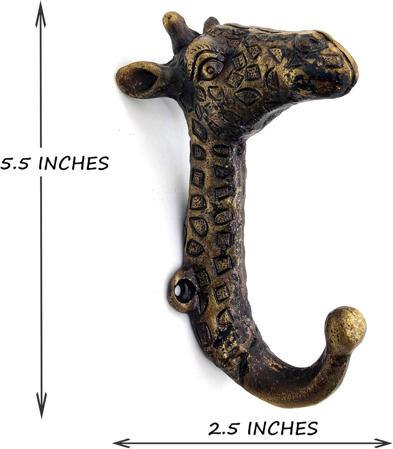 5MOONSUN5 Decorative Wall Mounted Giraffe Door Hanger, J Hook, Giraffe Head Single Wall Hook/Hanger Animal Shaped Coat Hat Hook Heavy Duty, Rustic Decorative Gift Antique Finish