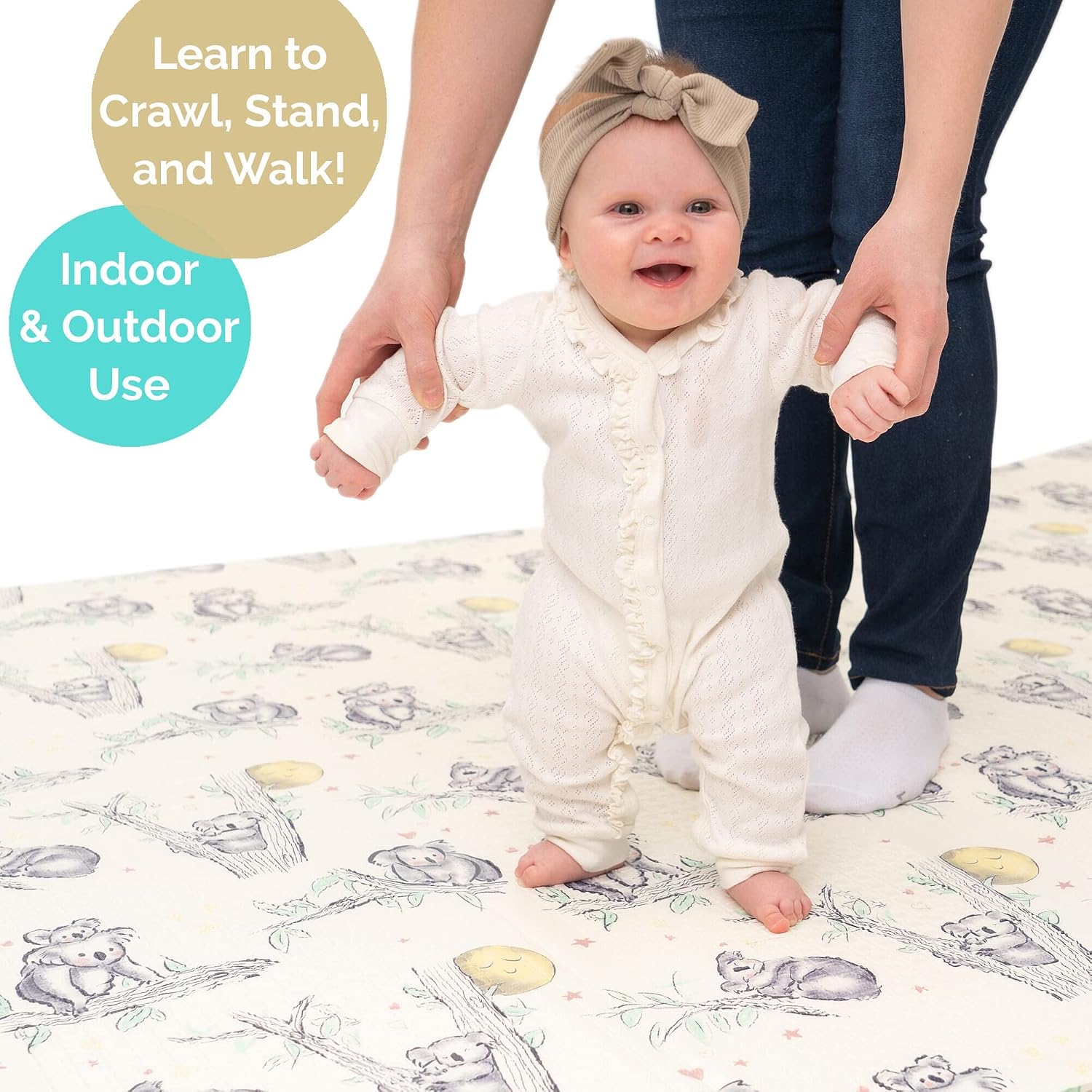 JumpOff Jo Foldable Foam Play Mat – Large Waterproof Baby & Toddler Activity Floor Mat, Double-Sided 70 x 59 Inch Play Surface