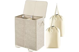 vosgo Double Laundry Hamper with Lid and Removable Laundry Bags