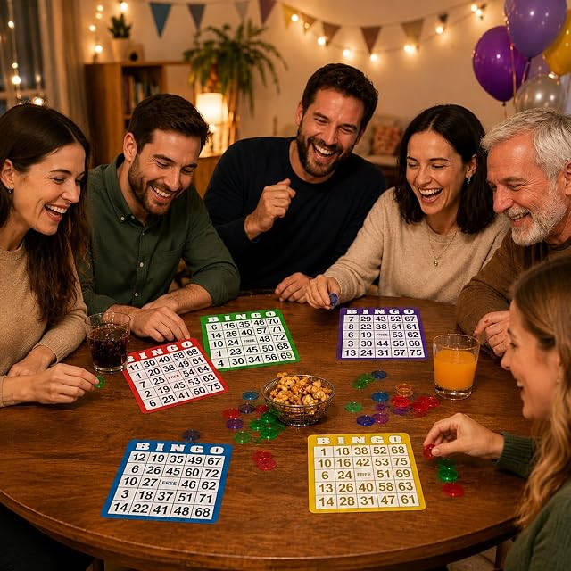 Foto 6 de 7 de ZHITENG 100 Piezas Cartones Bingo, Cartones de Bingo Troquelados Juego Mesa