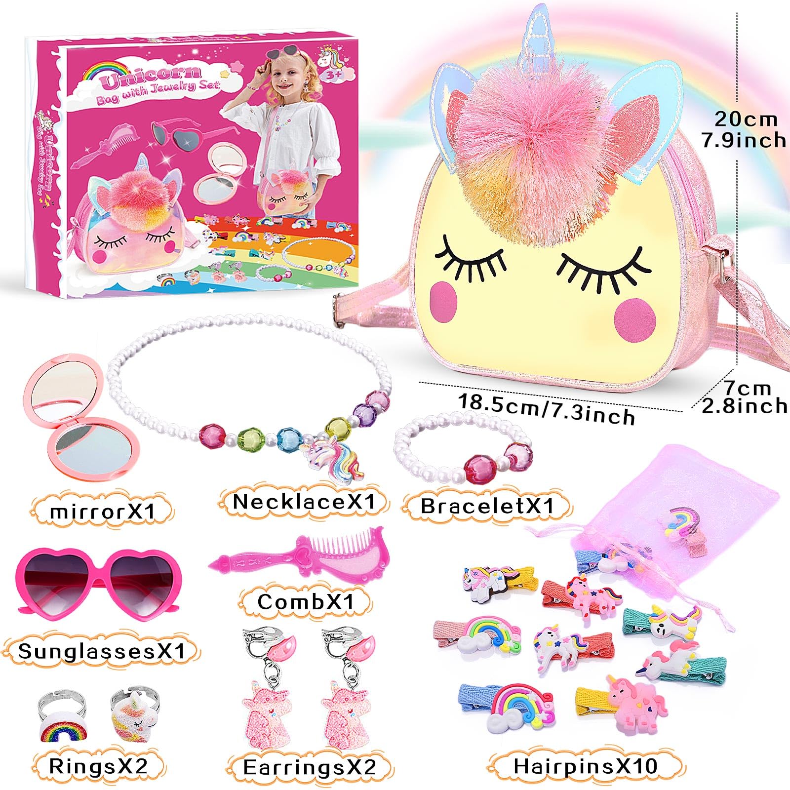 Juguetes de unicornio para niñas de 4 a 10 años - Bolsa con juego de joyas 2