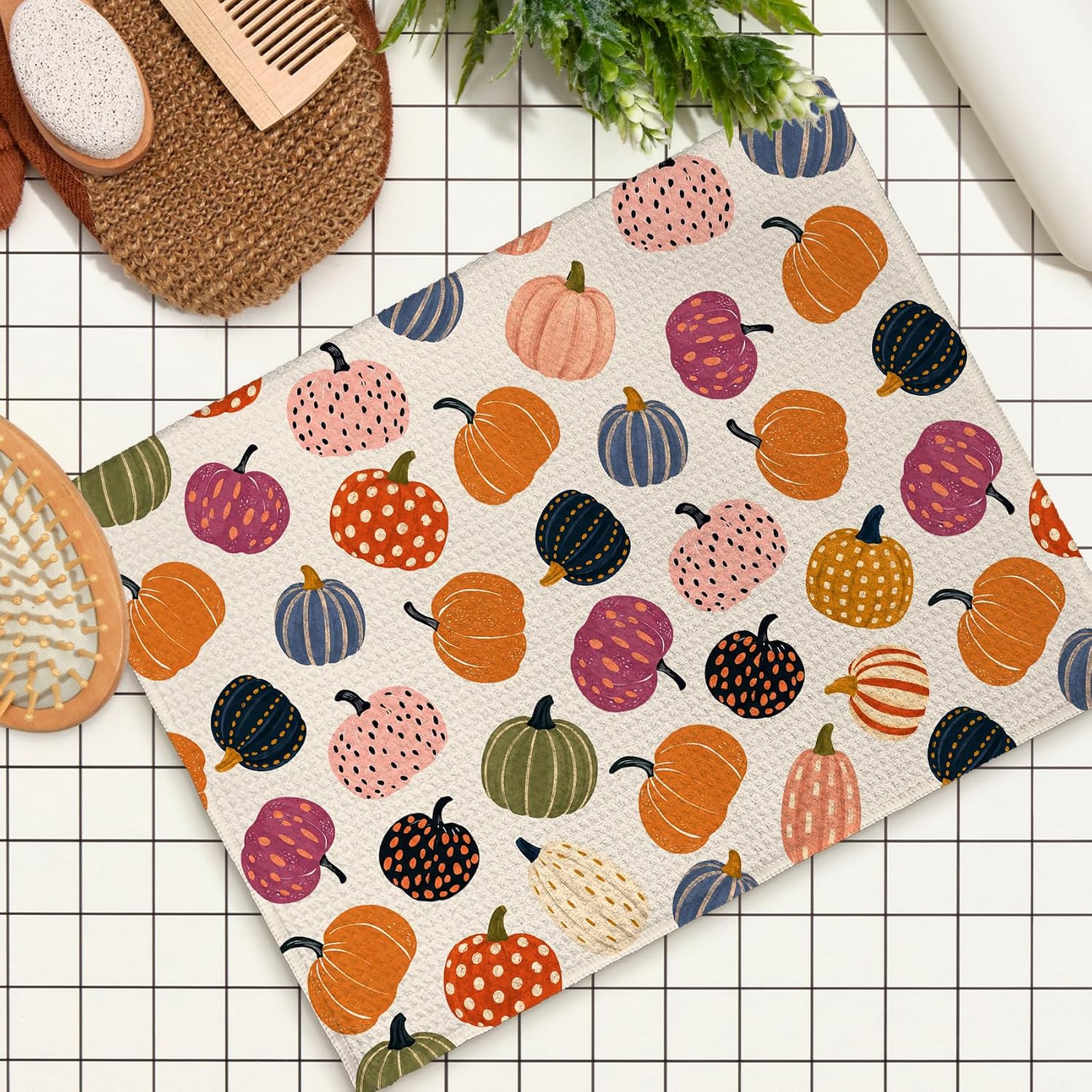Fall Hello Pumpkin Kitchen Towels Decorative 16x24 Set of 2