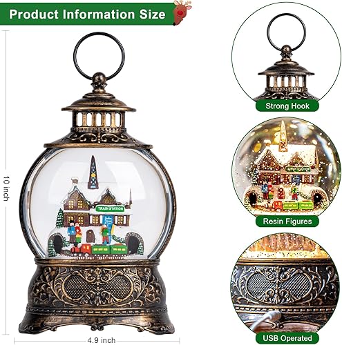 Miniatura 11 de Linterna de agua con globos de nieve de Navidad con cardenal, música y temporizador de 6 horas, con forro USB/funciona con pilas, faroles iluminados