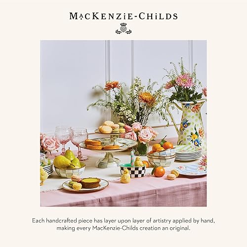 Miniatura 24 de MACKENZIE-CHILDS - Fuente de pedestal esmaltada, soporte redondo para pasteles, tamaño miniatura, Courtly Check - a cuadros negros y blancos Chequeo