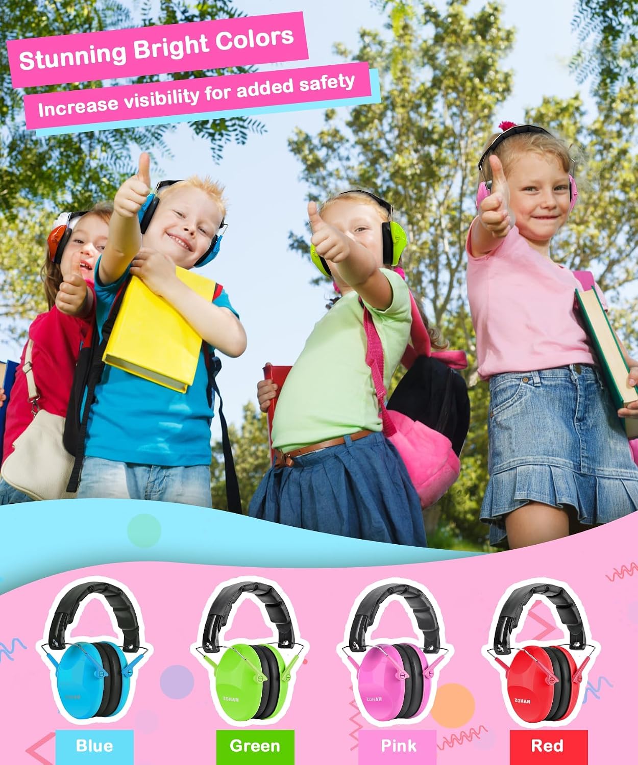  Kids Noise Cancelling Headphones - 25dB NRR Kids Ear Protection 3 Pack, Hearing Protection Safety Ear Muffs for School Monster Truck Fireworks Travel Studying Concerts Events thumbnail