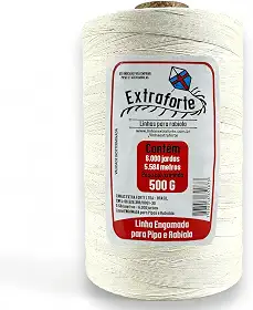 Extraforte Linha para Pipa e Rabiola, 6000 Jardas, 5584 Metros, 500g, Branco