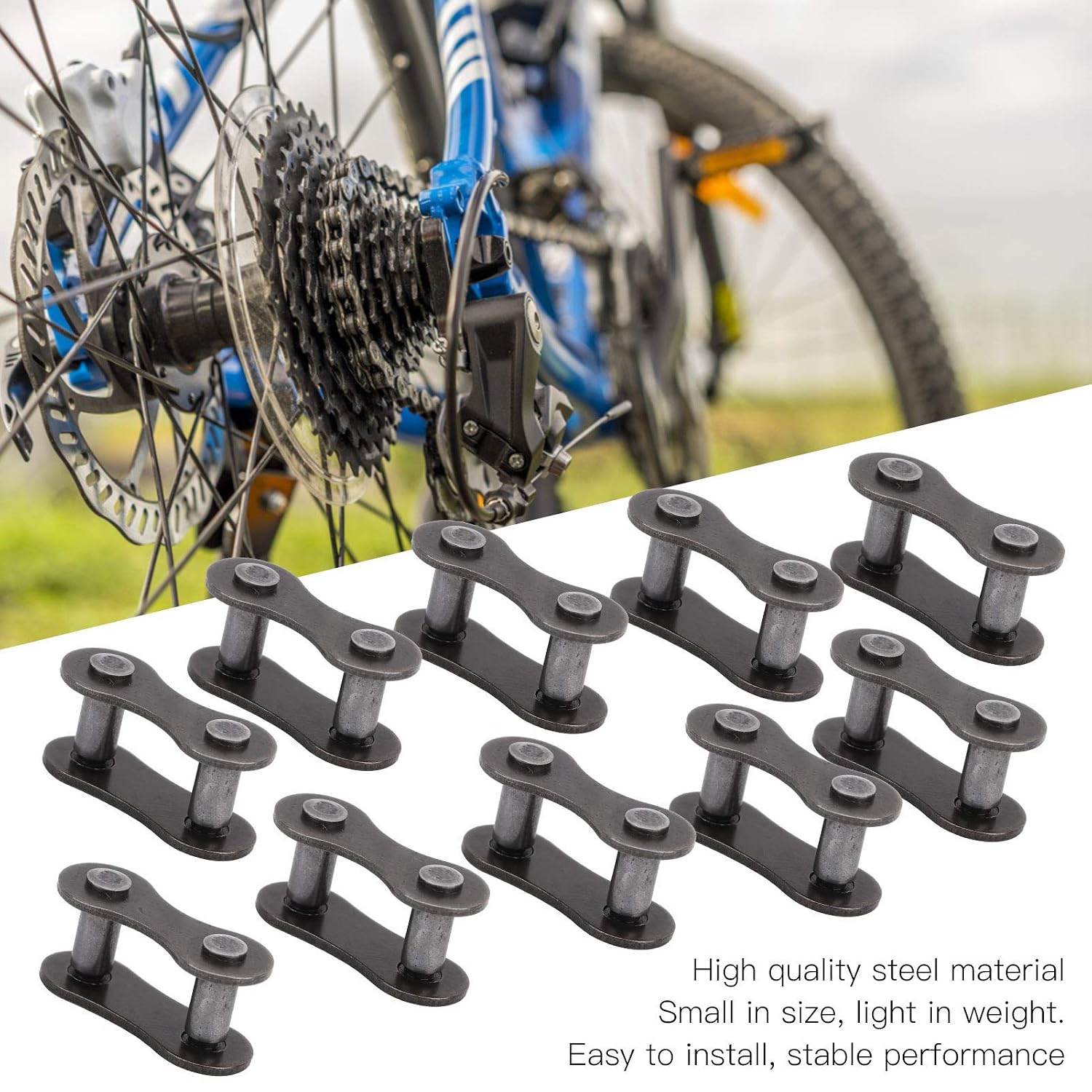 10PCS Chain Master Links, 410 Master Roller Connector Reusable Steel Bike Chain Link Replacement for Bike Scooter Motorcycle