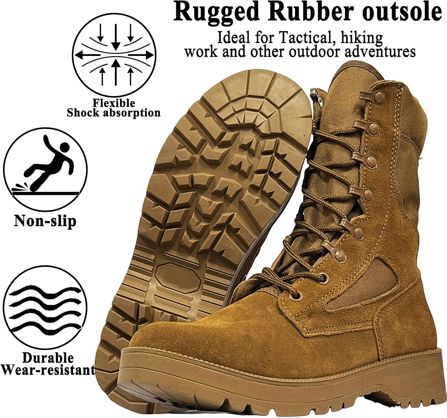 Mens Military Tactical Boots Man Lace Up Hiking Work Army Boots Outdoor Men Combat Shoes - Image 2