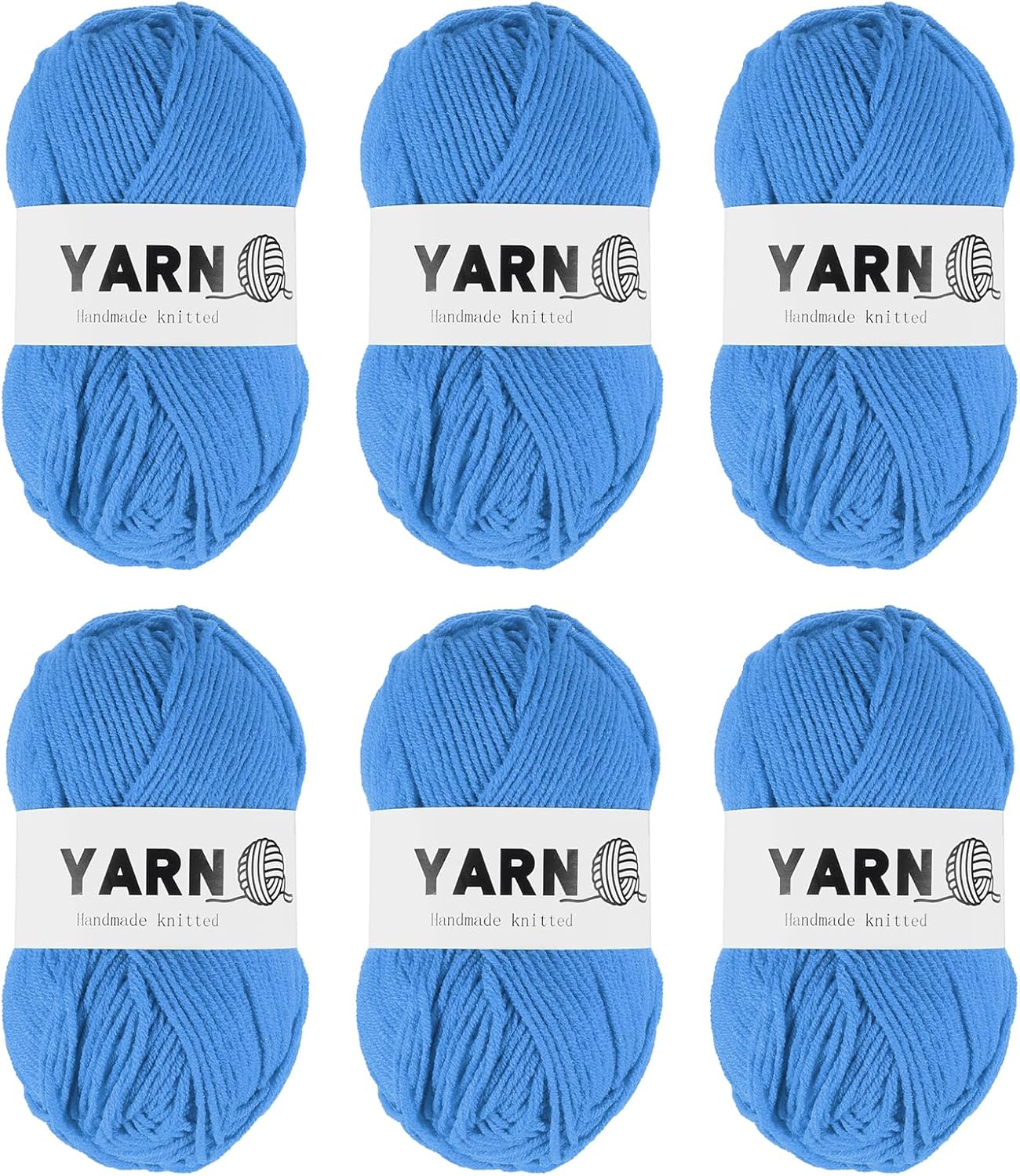 6Pcs Blue Acrylic Yarn 790 Yard 4 Ply Soft Crochet Yarns Sport Weight Yarn,[for DIY Crocheting Knitting Craft Blankets Hats]-300g