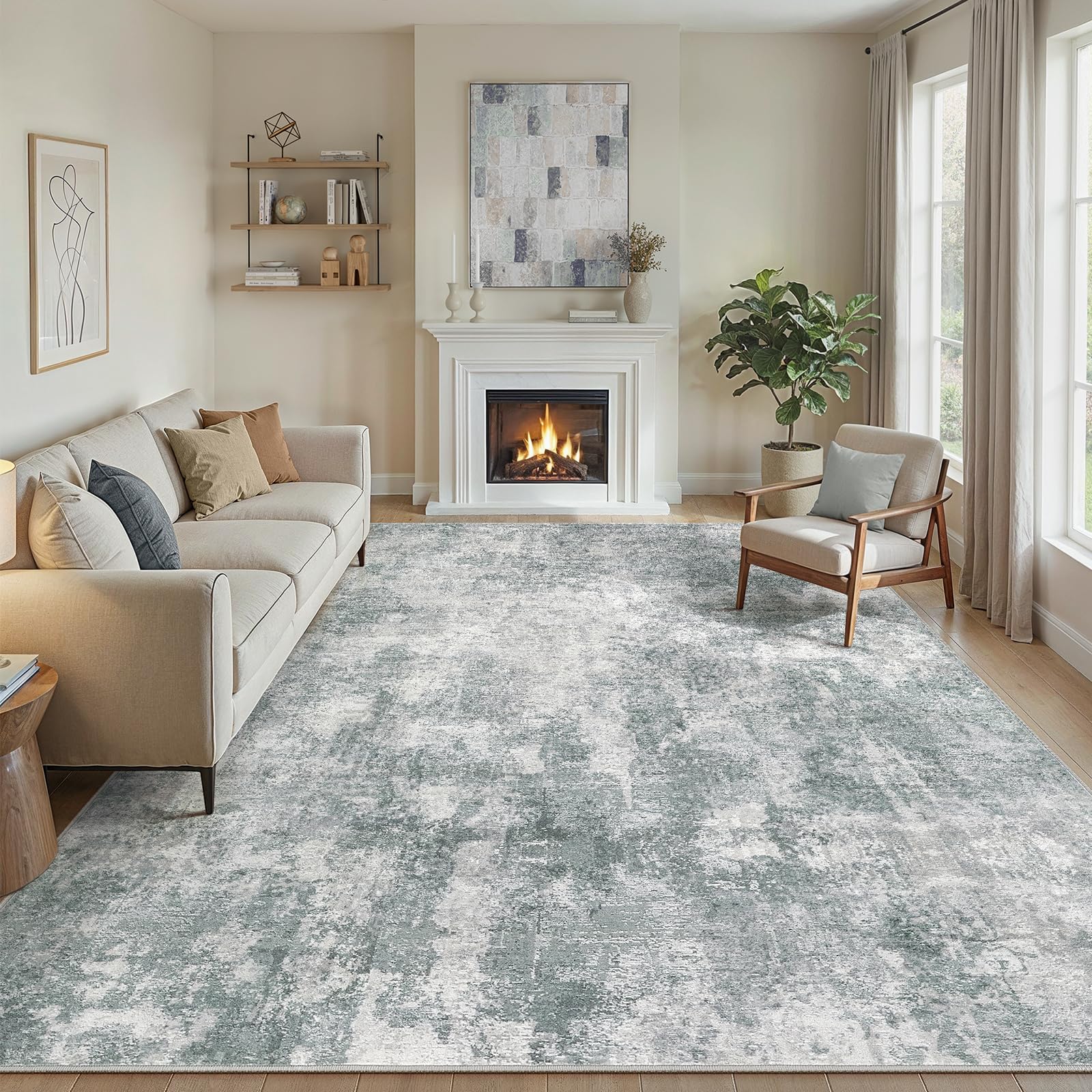Photo 1 of WITSHOCK 9'x12' Washable Abstract Area Rug
