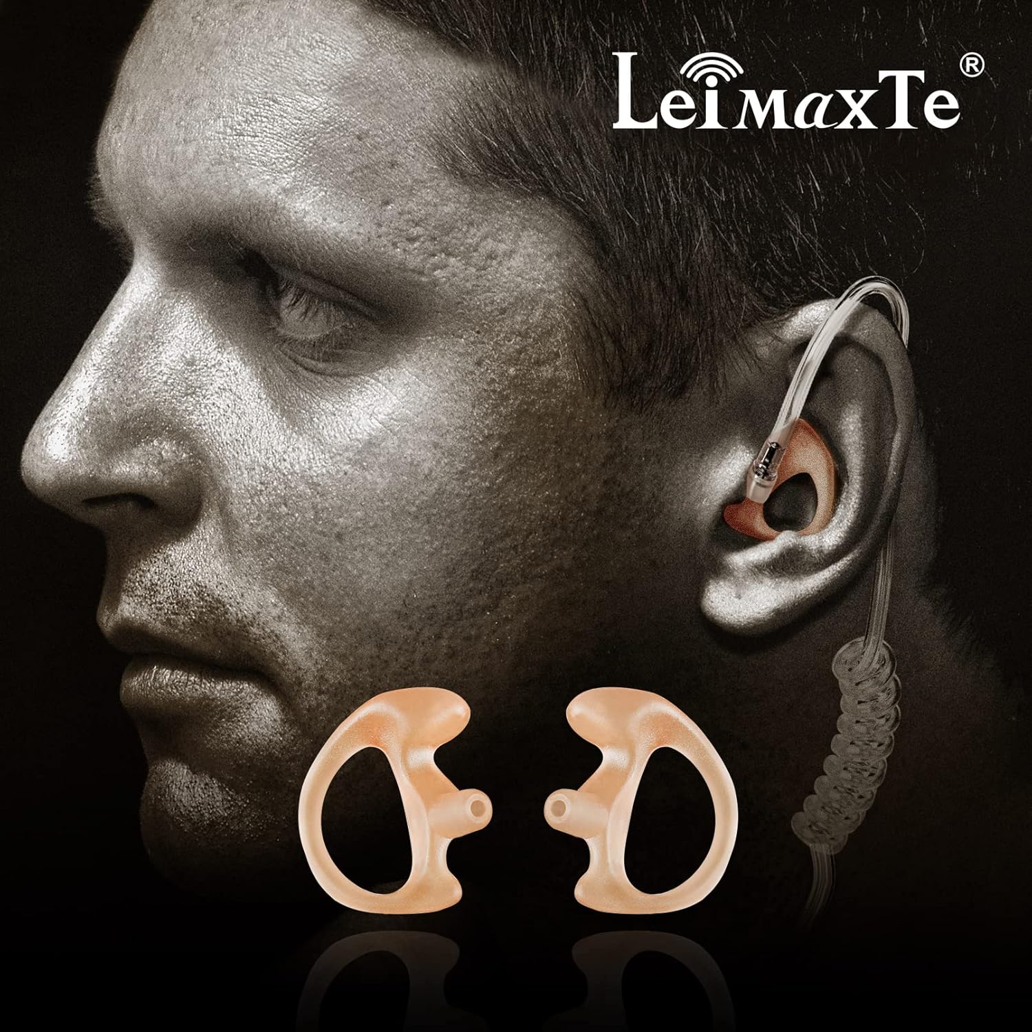 XPR 3500e 3300e Earpiece for Motorola Radio XPR3500 XPR3000 XPR3300 with Mic PTT XPR 3300 3500 3300e 3500e Walkie Talkie Headset Acoustic Tube Surveillance with 2 Pairs Medium earmold