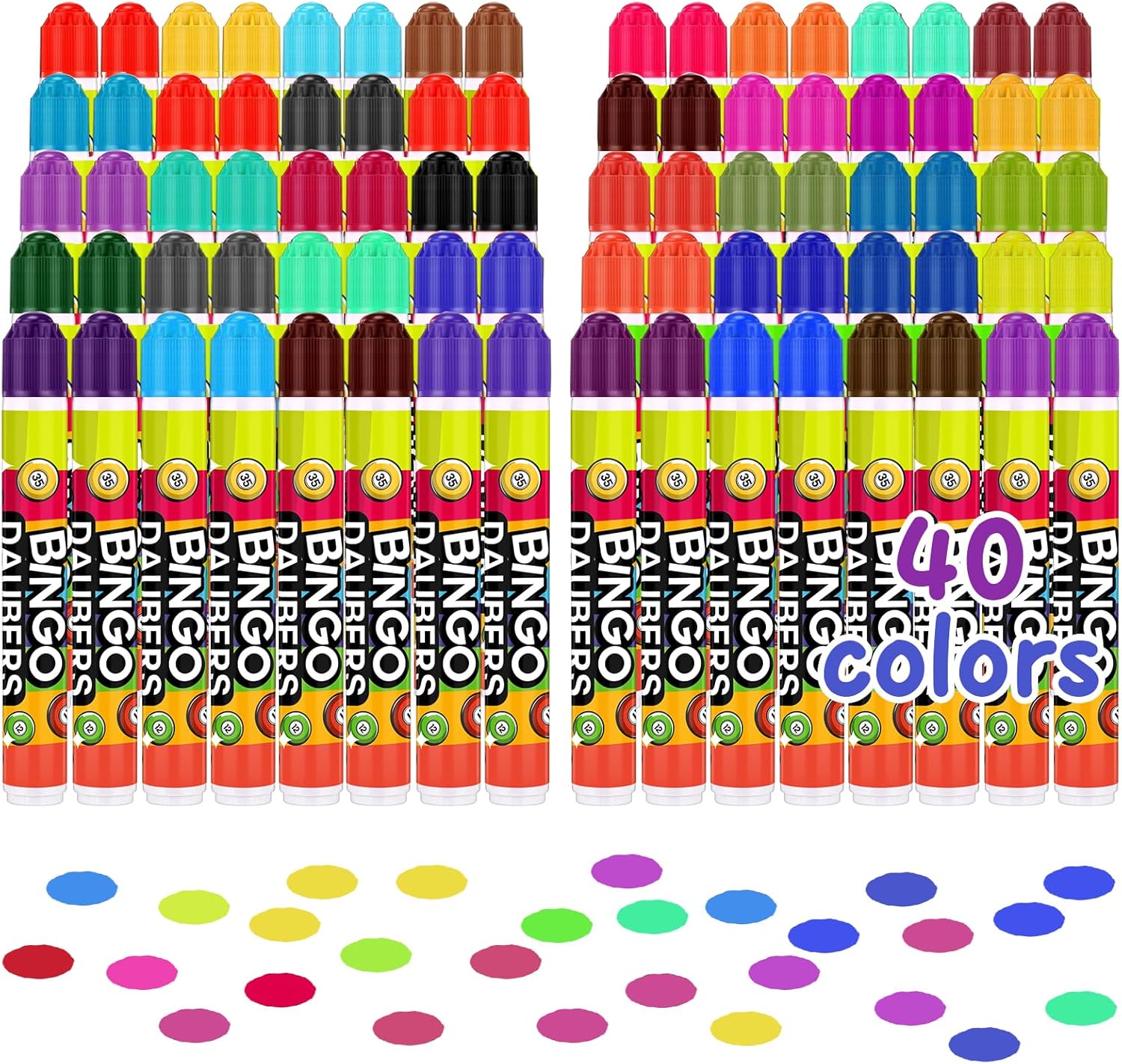 Crtiin 80pack Dot Markers 40 Assorted Colors Bingo Daubers 0.4 oz Dot Marker Art Bulk Bingo Game Supplies for Toddlers Kids Preschool Adults Classroom DIY Painting Coloring Drawing Craft Gift
