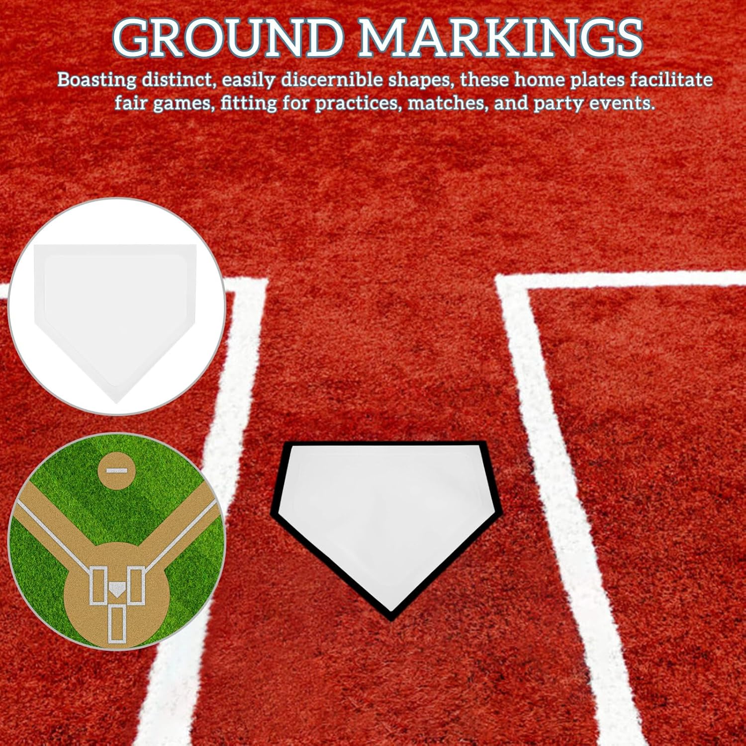 Happyyami 2pcs Baseball Training Plates Throw Down Bases for Pitchers Lightweight Home Plate Precision Markings for Outdoor Practice and Games