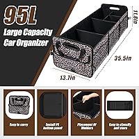Vista 2 de Leopard Print Trunk Organizer - 95L Large Capacity, Non-Slip Bottom, Waterproof, Portable Car Storage for SUV, Truck, Sedan
