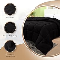 Vista 6 de Utopia Bedding Comforters Twin Size, All Season Duvet Insert, Down Alternative Box Stitched Bed Comforter with Corner Tabs, Machine Washable (Black)