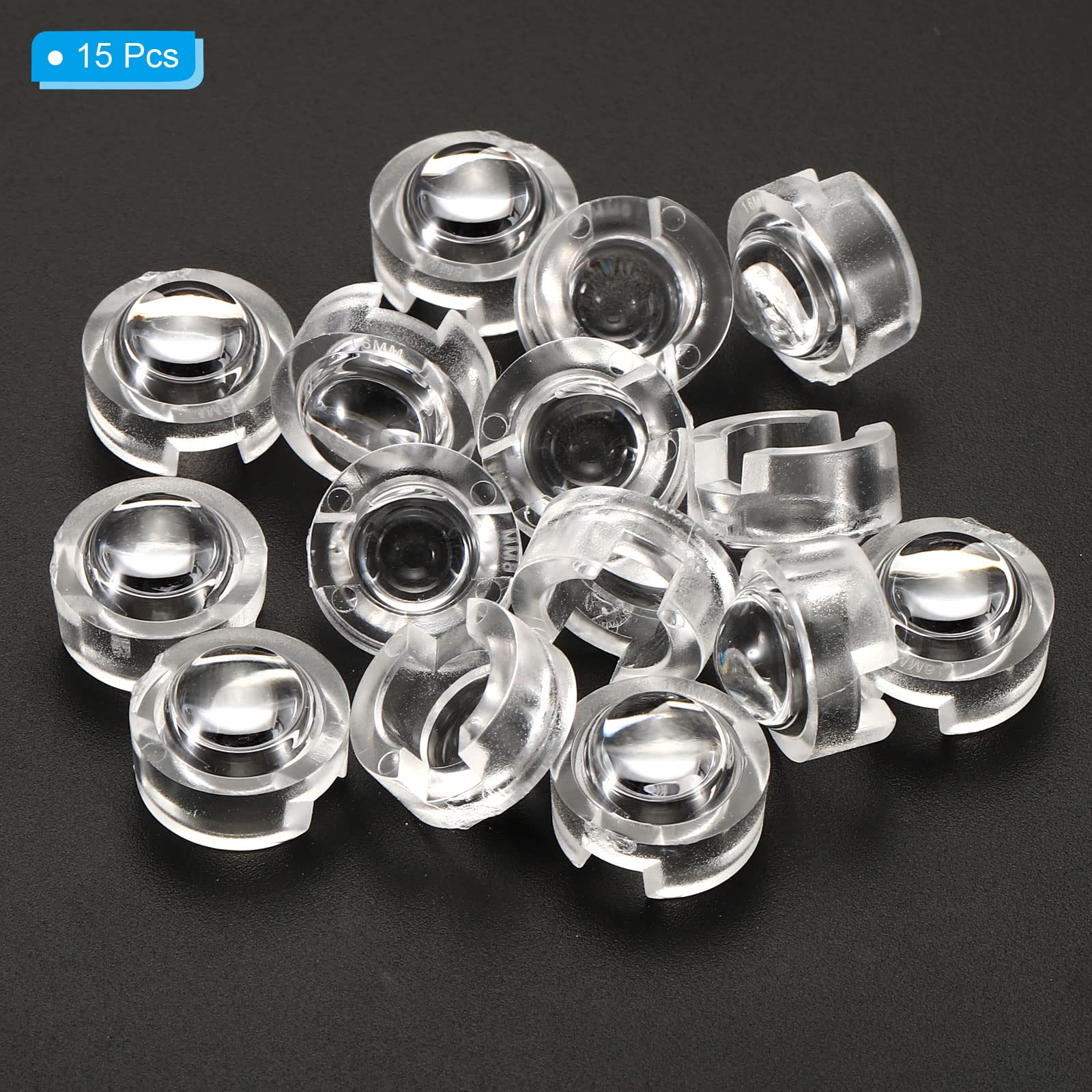 PATIKIL 13mm LED Convesso Lente, 15pz 15 Gradi Fascio Angolo Acrilico LED Ottico Convesso Condensatore Obiettivo per 1W 3W LED Lampada Perline Infrarossi Fotocamere, Trasparenti