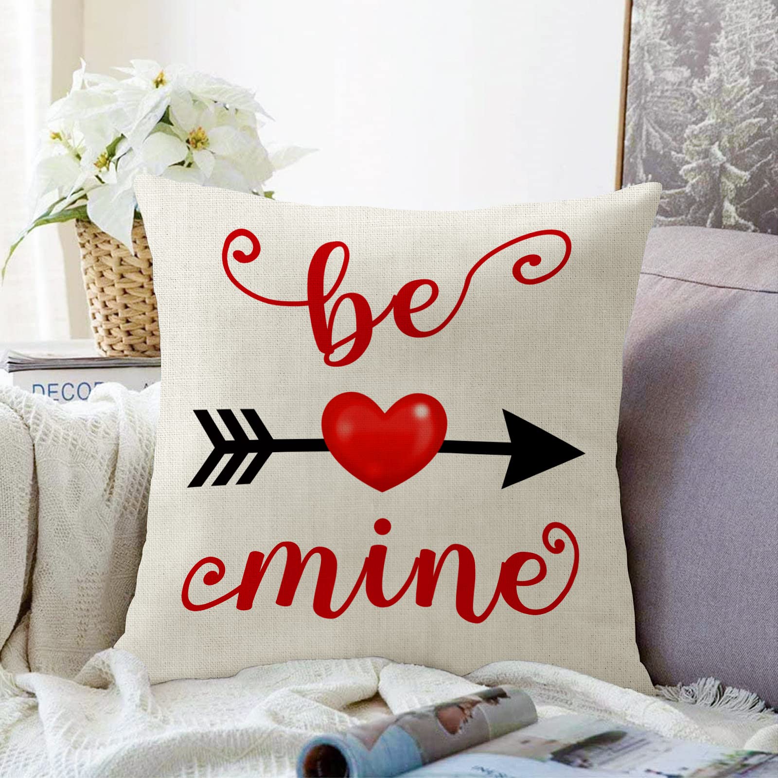 Ogiselestyle XOXO Federe Per Cuscini San Valentino 4 Pezzi - 40,5x45,5 Cm Con Cuori E Scritta