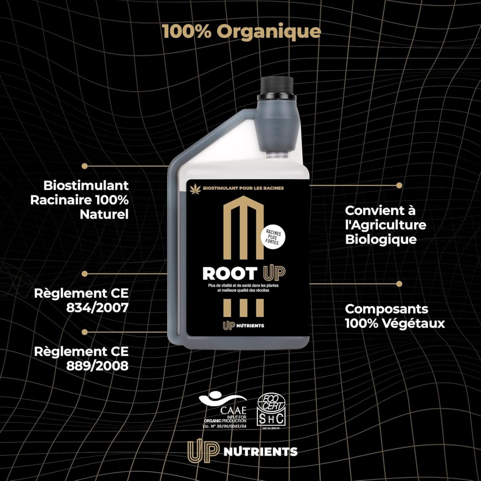 UP NUTRIENTS Bio Stimulateur racinaire ROOT UP 500 ml Engrais organique pour plantes, cultures et boutures Engrais activateur de racines robustes, grandes et solides