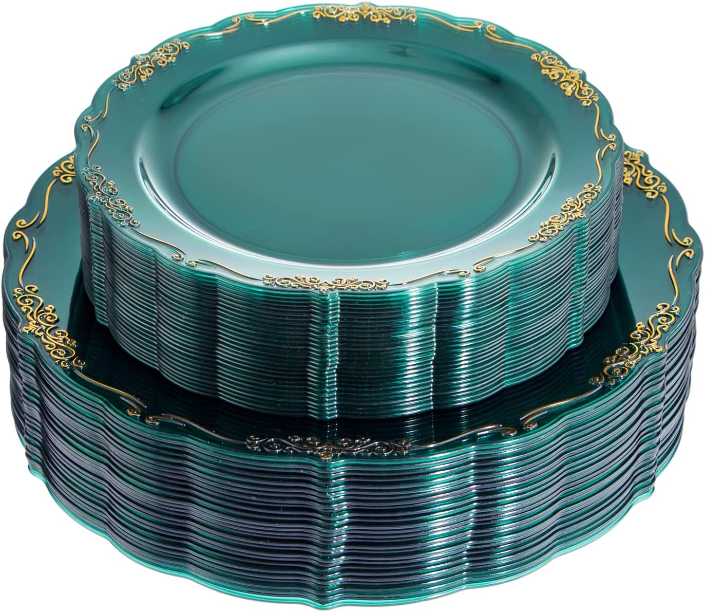 Efavormart 25 Pack 7" Hunter Emerald Green/Gold Hexagon