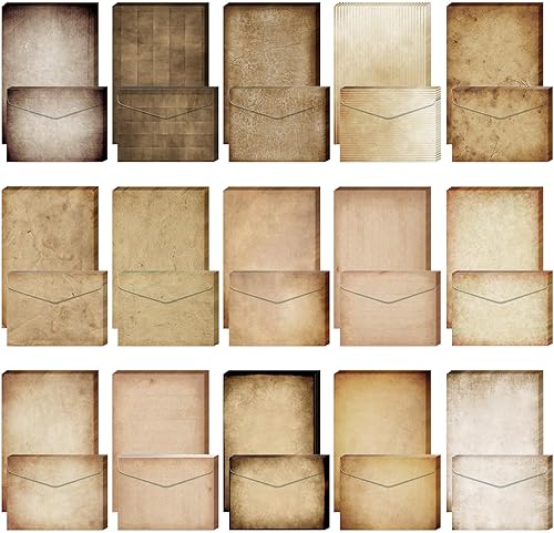 Juego de 200 piezas de papel estacionario y sobres, incluye 100 hojas forradas y 100 sobres a juego, papel de escritura de doble cara de 5.5 x 8.25