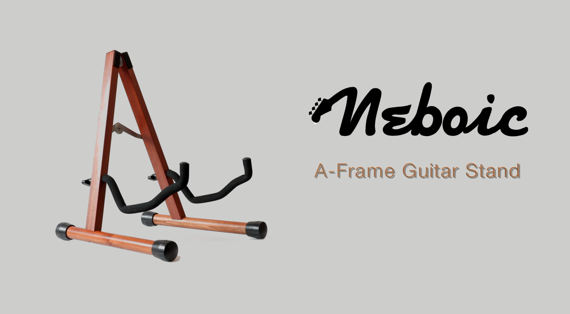 Neboic Wood Guitar Stand – Solid Mahogany, Folds Flat, Holds Acoustic, Electric, Bass Guitars