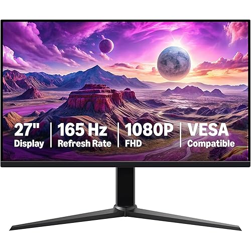 Amazon Basics 27 inch Gaming Monitor, FHD 1080P, 165Hz, VESA Compatible, Adaptive sync, 1ms Response, Black