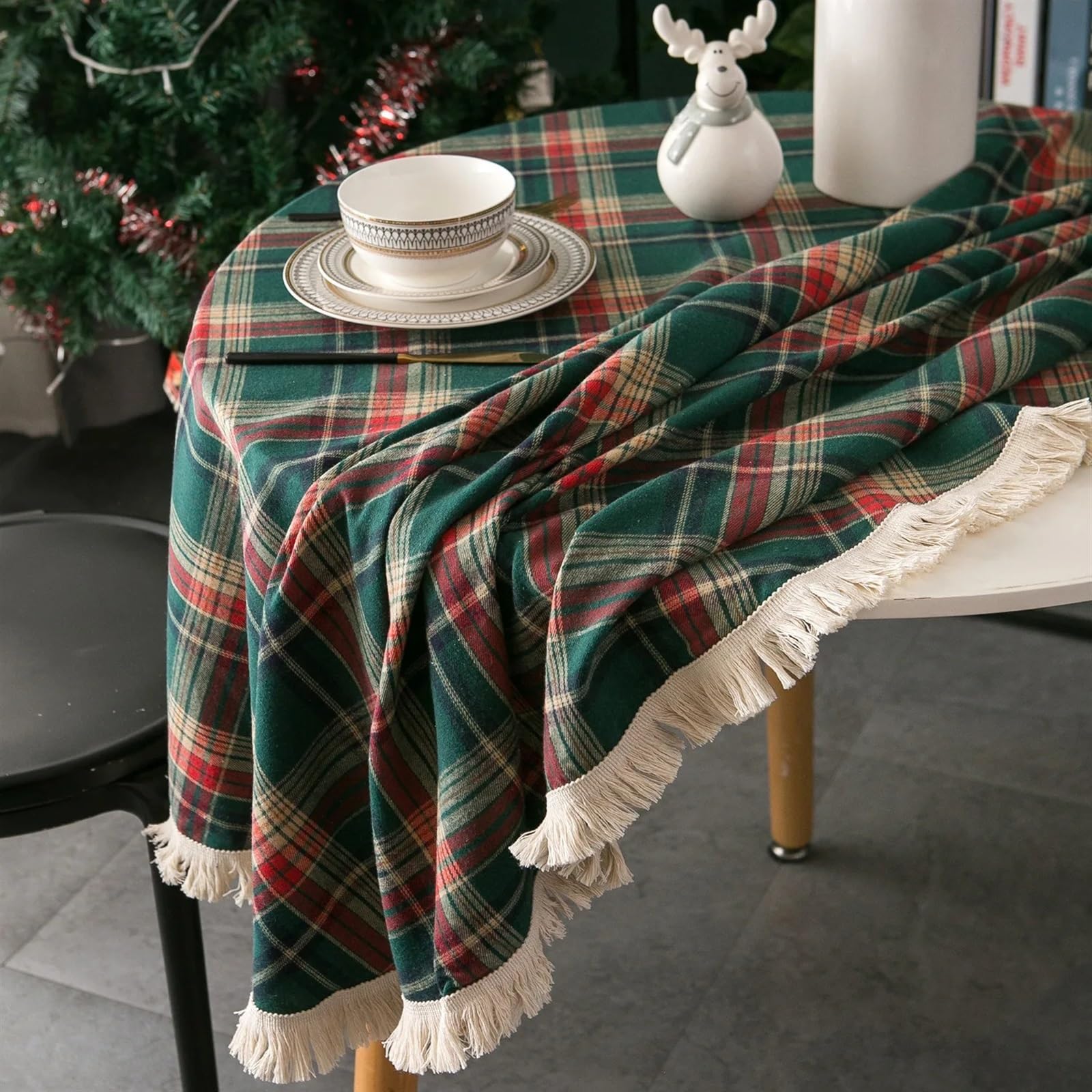 Mantel Antimanchas Mantel a Cuadros for Fiesta, mantelería Redonda Trenzada for Banquete y Festival para Comida Boda Fiesta Cocina Camping(01,150x150cm)
