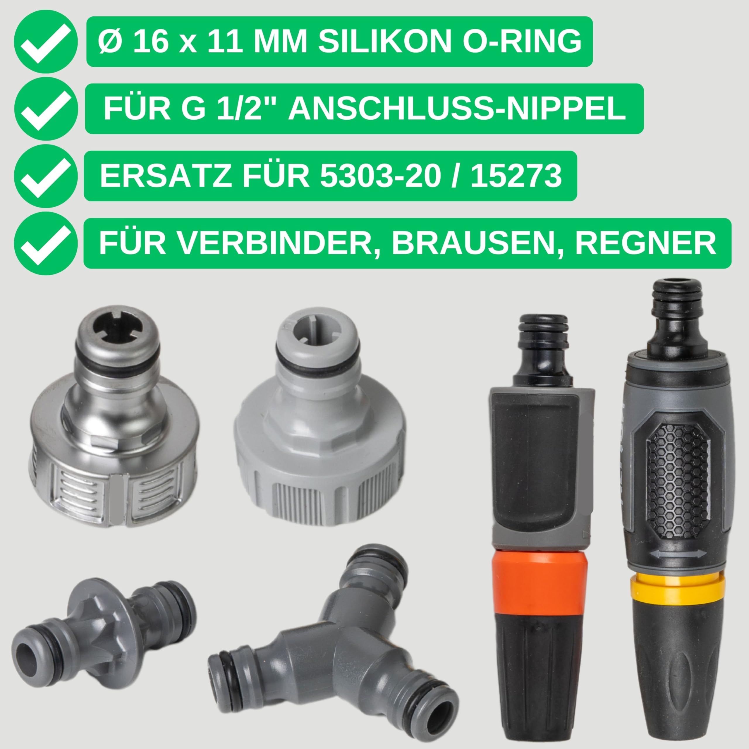 Replacement gaskets mix set, 24 pieces, for G 1/2" inch garden system parts, compatible with Gardena 21 mm tap connector - Image 3