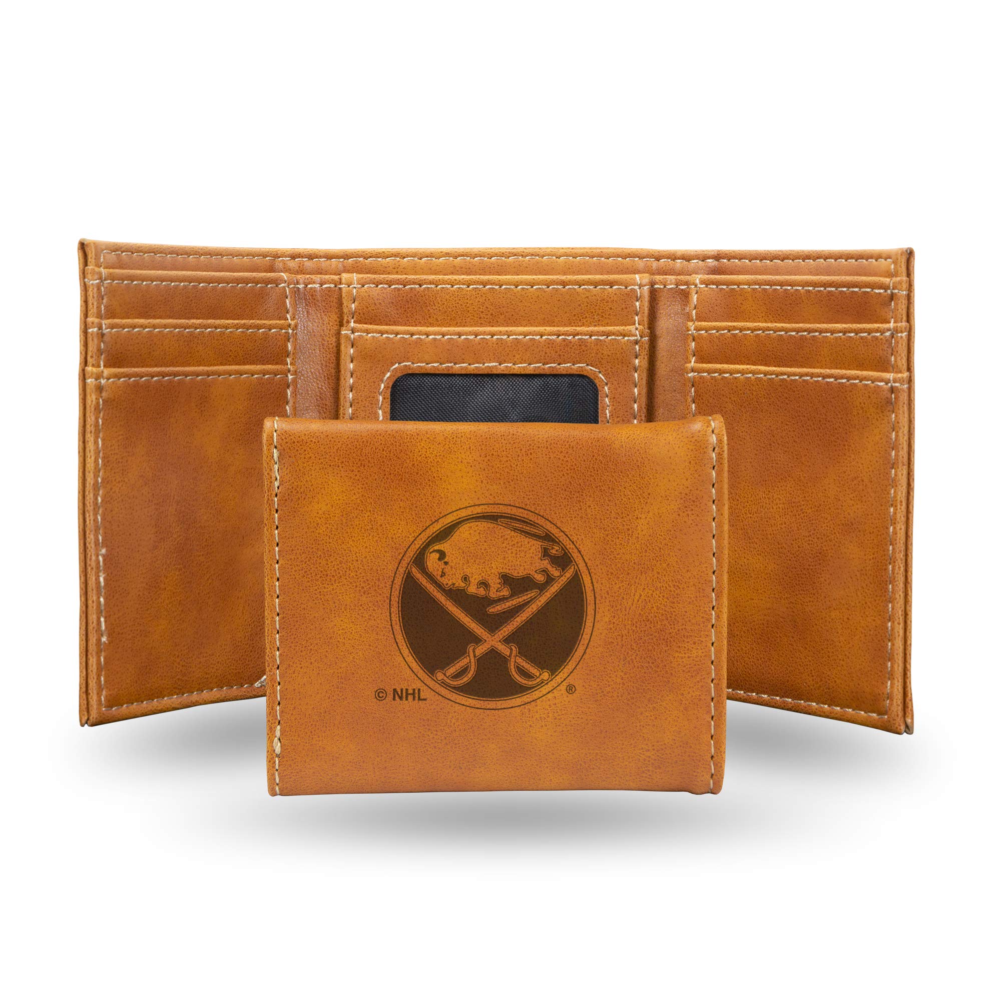 Rico Industries NHL Laser Engraved Tri-Fold Wallet, Brown