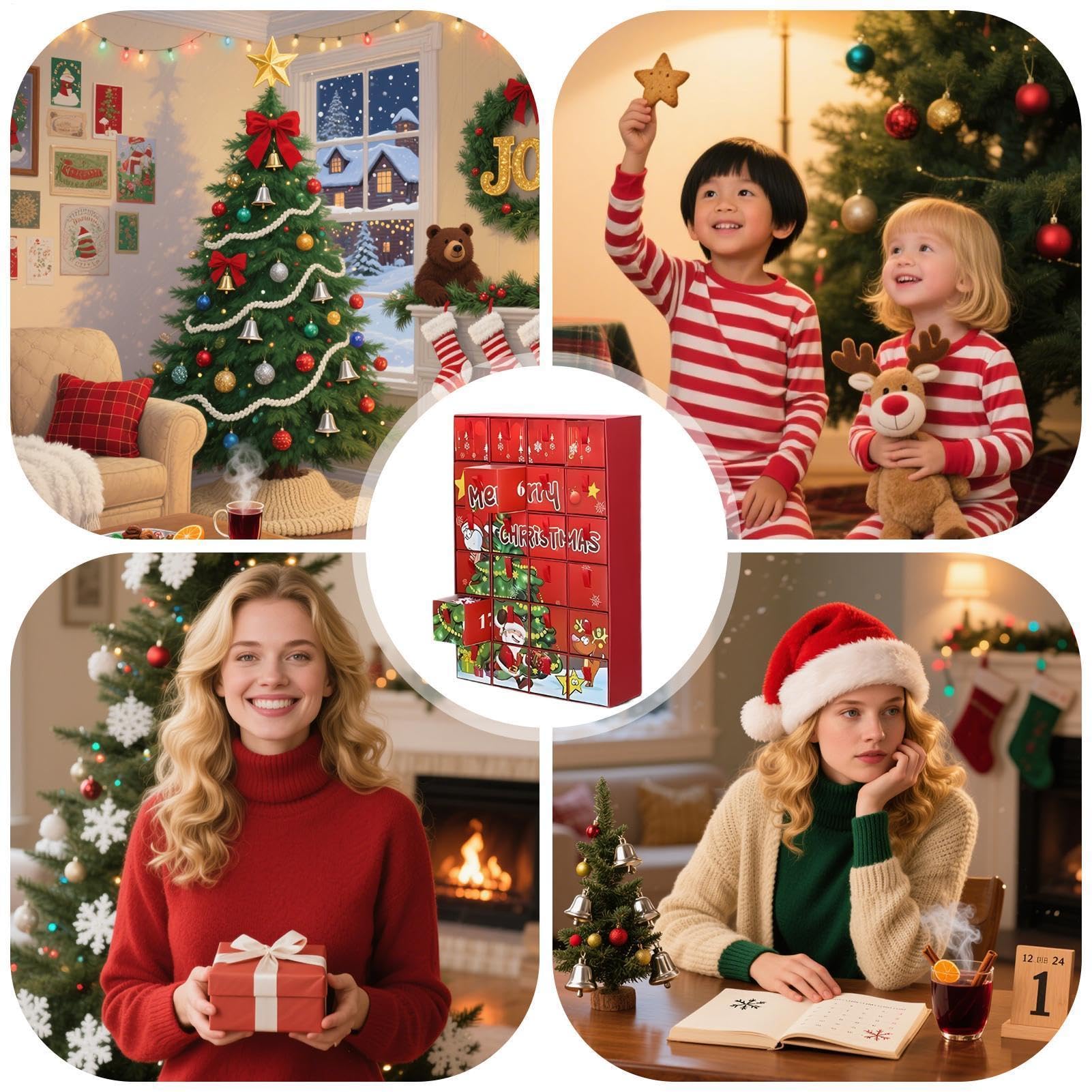 Calendario de Adviento de cuenta regresiva de Navidad, 24 días, decorativo y transpirable | Decoración de pared de dibujos animados para invierno, Año Nuevo, interior, repisa de chimenea, dormitorio, sala