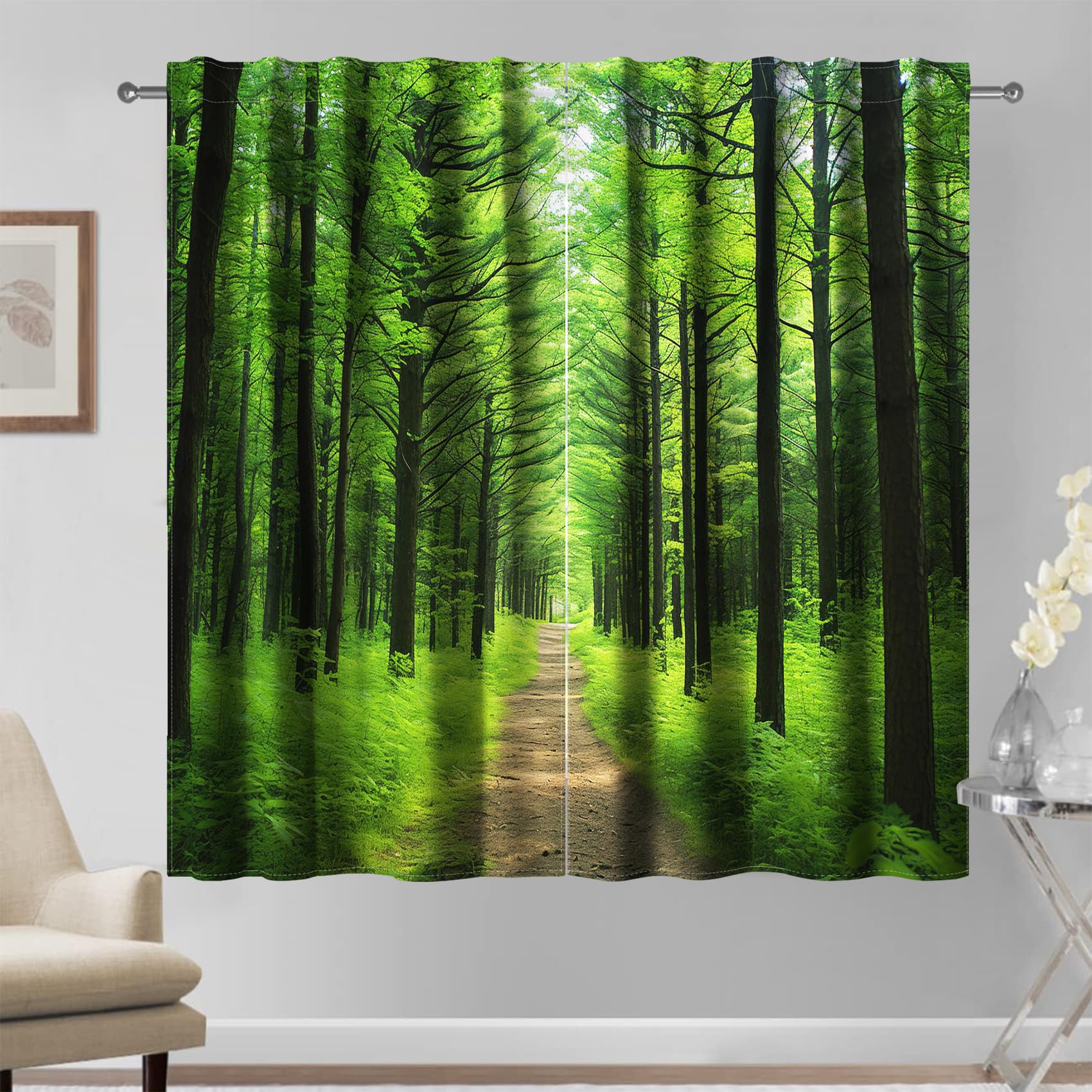 Kzzfqxb 132×214cm Forest Curtains Set of 2 Panels