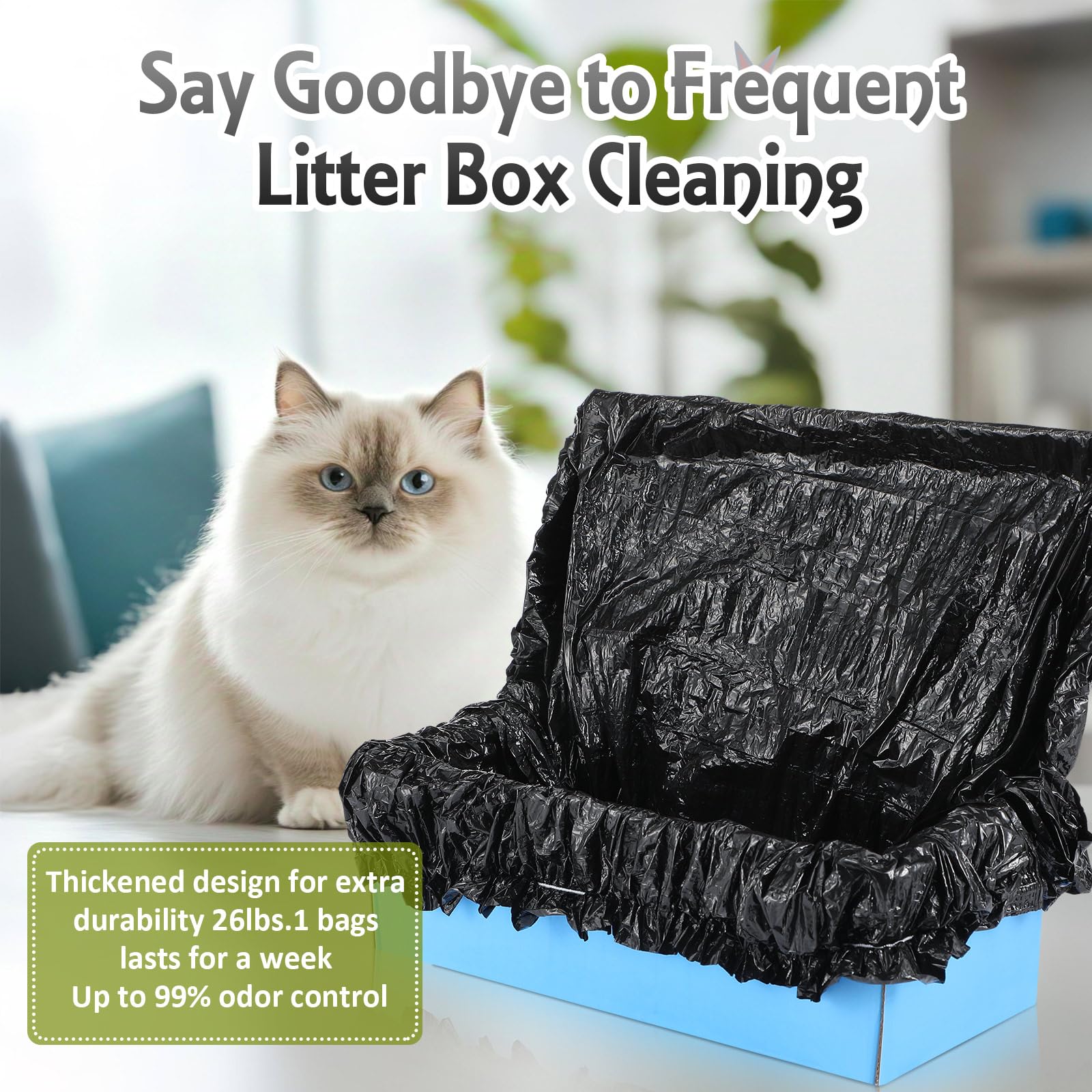 Honoson Müllbeutel mit elastischem Band, kompatibel mit Popur X5, selbstreinigende Katzentoilette, Müllbeutel für Katze, Kätzchen, Schwarz, 100 Stück