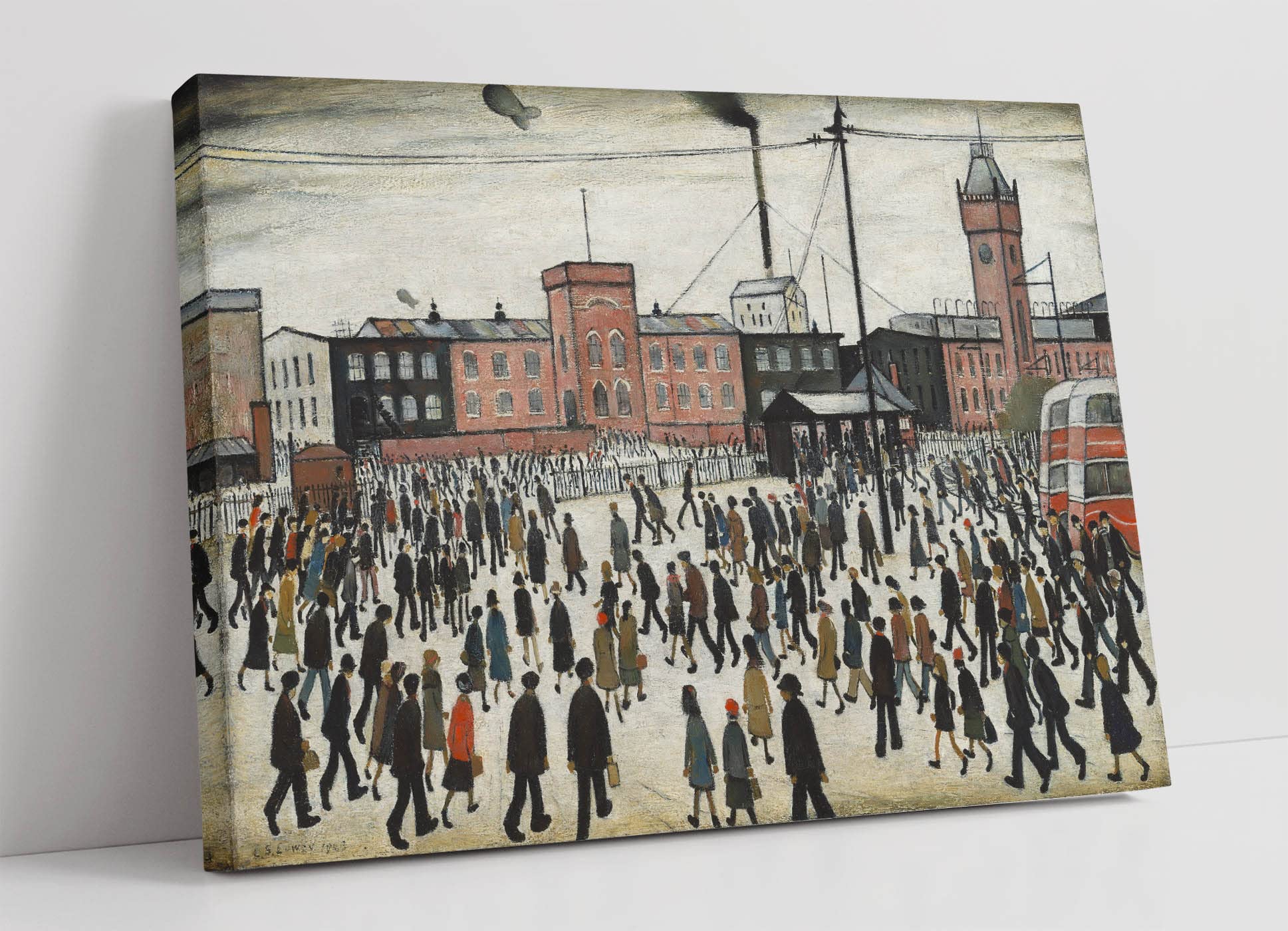 Canvasartshop Brown Going To Work Canvas Wall Art Print Artwork Painting Picture Ls Lowry Style (8In X 12In / 20Cm X 30Cm)