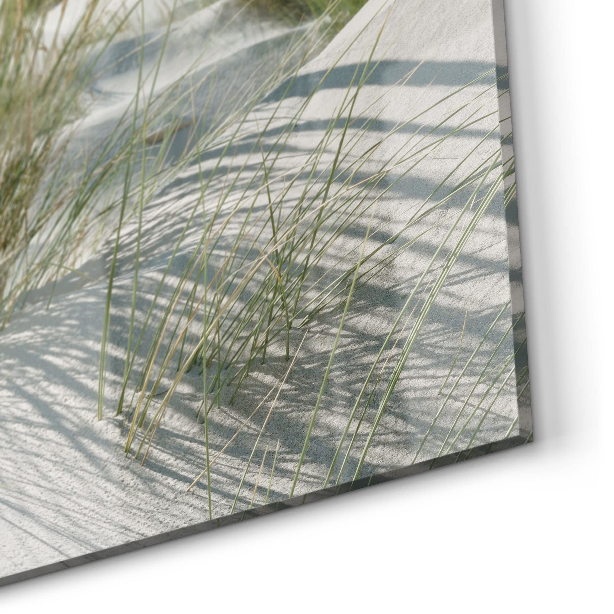 DEQORI Crédence de cuisine en verre - Motif dunes sur la côte de la mer du Nord - 60 x 60 cm - Paroi arrière de salle de bain ou de cuisinière - Protection anti-éclaboussures pour cuisine et salle de