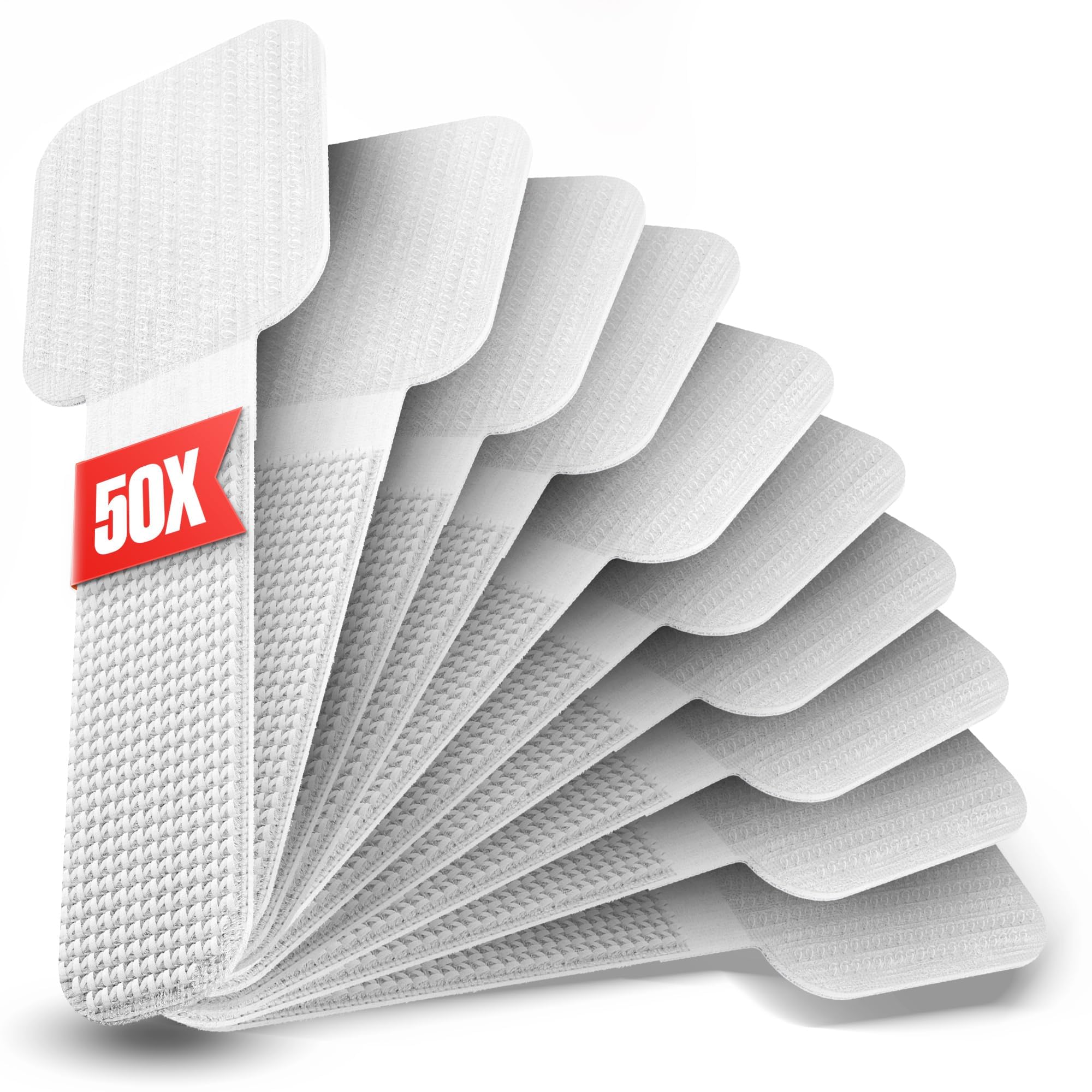 LABEL THE CABLE Self-Adhesive Hook and Loop Cable Holders for Perfect Cable Management - Cable Organisers for Walls & Desks - LTC WALL STRAPS - Pack of 50 - White - PRO 3120