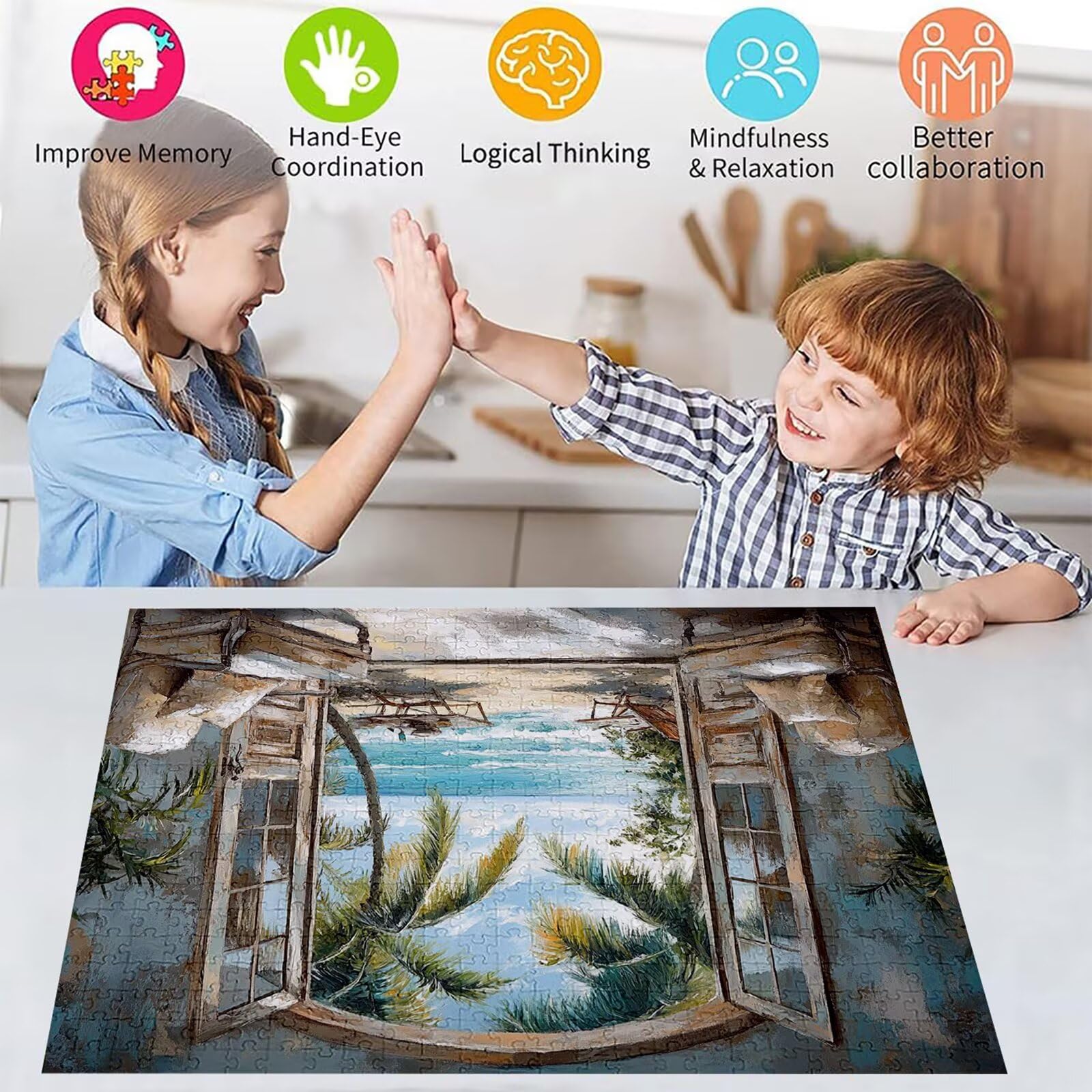 Puzzle 3000 Sztuk Plaża Puzzle dla dorosłych Krajobraz 122x81cm Unikalne Rzemiosło Klasyczne 3D Drewniane układanki do rodzinnych gier aktywnych, układanka zrób to sam do dekoracji ścian domu