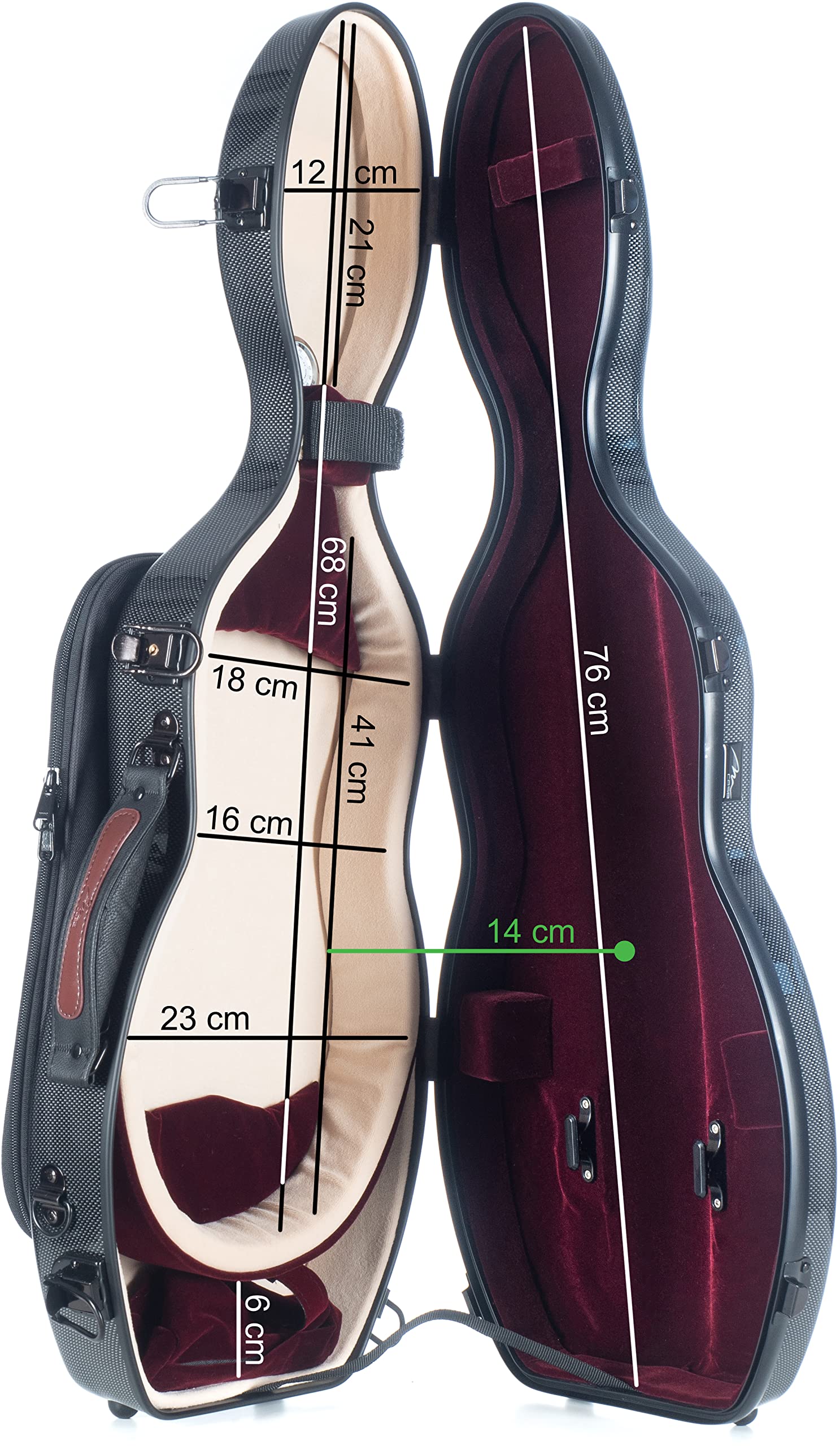Custodia per violino Fiberglass Ultra Light 4/4 point black - burgundy M-Case + Music Bag
