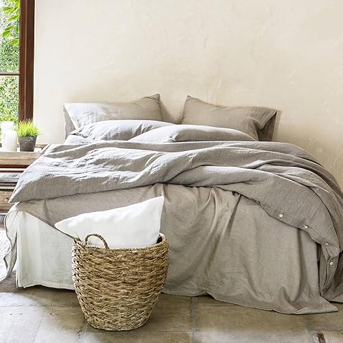 Eratinse Sábanas de lino, 100% lino francés, duraderas, suaves y transpirables, juego de sábanas de lino de 4 piezas, 1 sábana encimera, 1 sábana