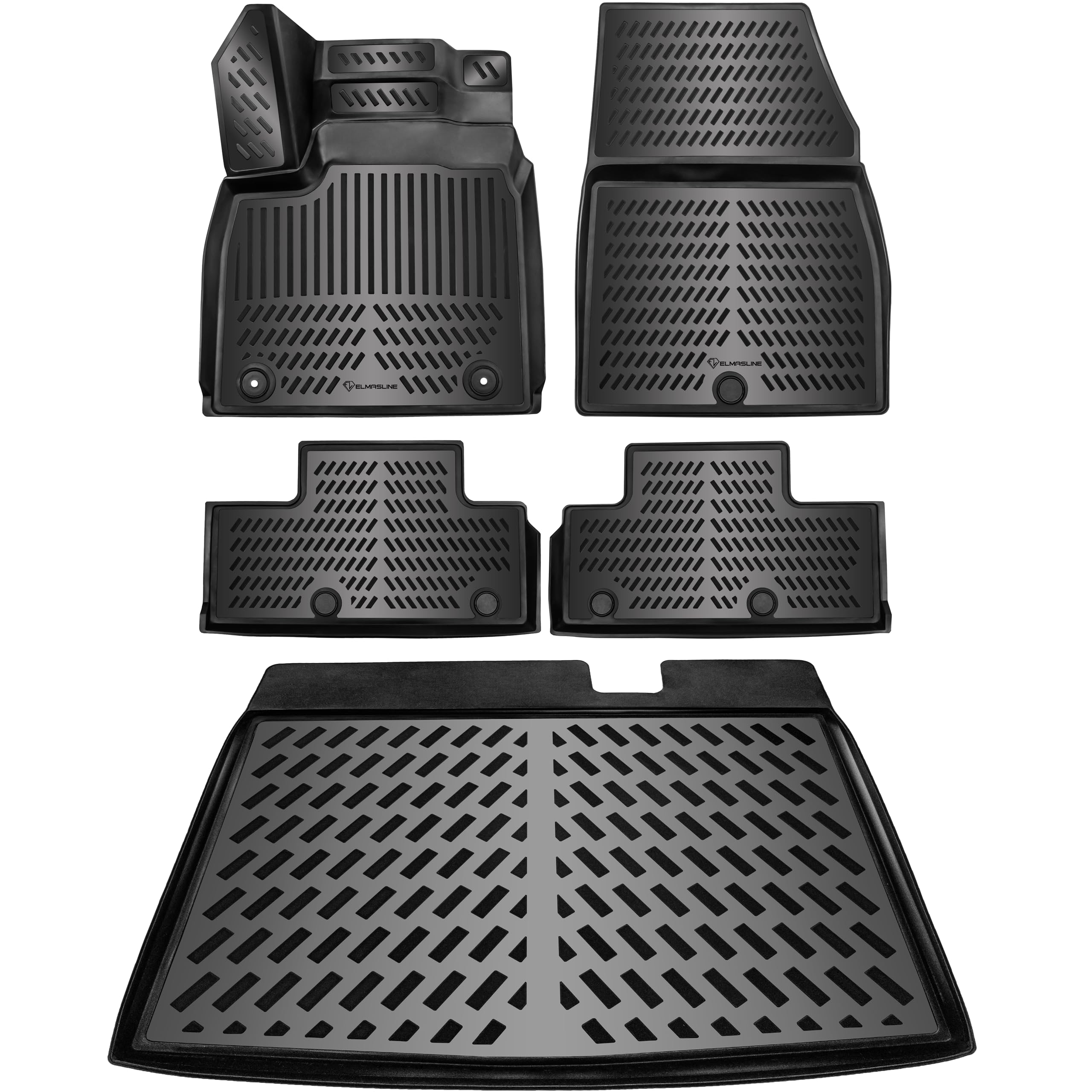 ELMASLINE Ensemble de Tapis en Caoutchouc 3D et bac de Coffre pour Renault Megane E-Tech 2022-2026 électrique | Accessoires de Tapis | Accessoires de Tapis de Coffre