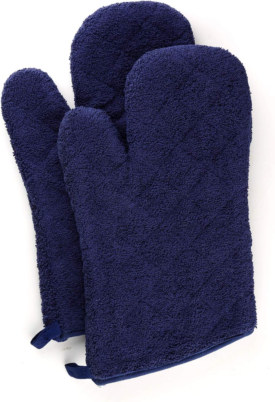 VEIKERY Terry Oven mitt 100% Cotton,7x13 inches, 2 Piece,Perfect for Cooking, Baking, Serving, BBQ or Dinner Party (Navy Blue, Oven mitt)