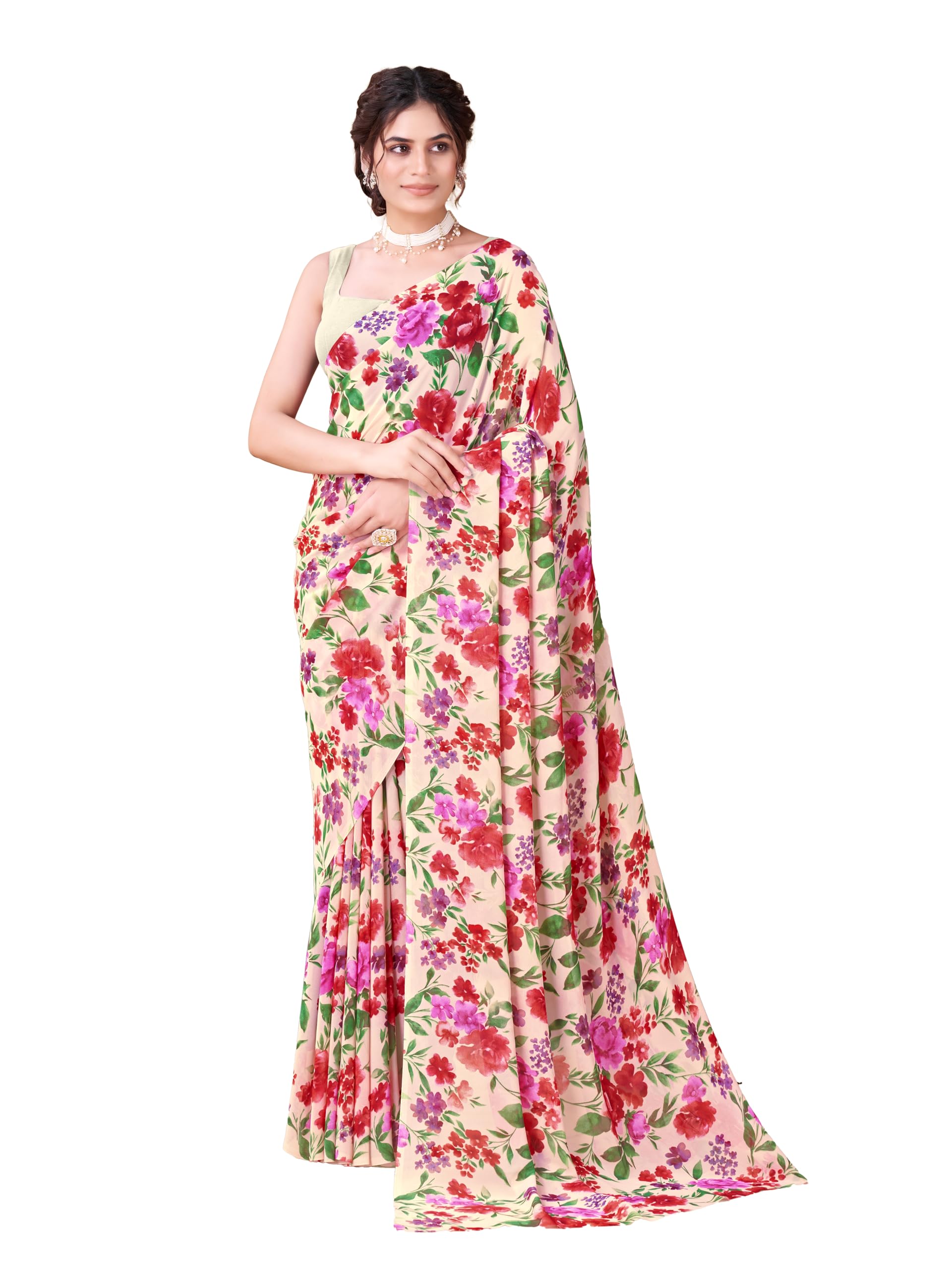garden vareli Women Georgette All Over Floral Printed Saree-picture-42