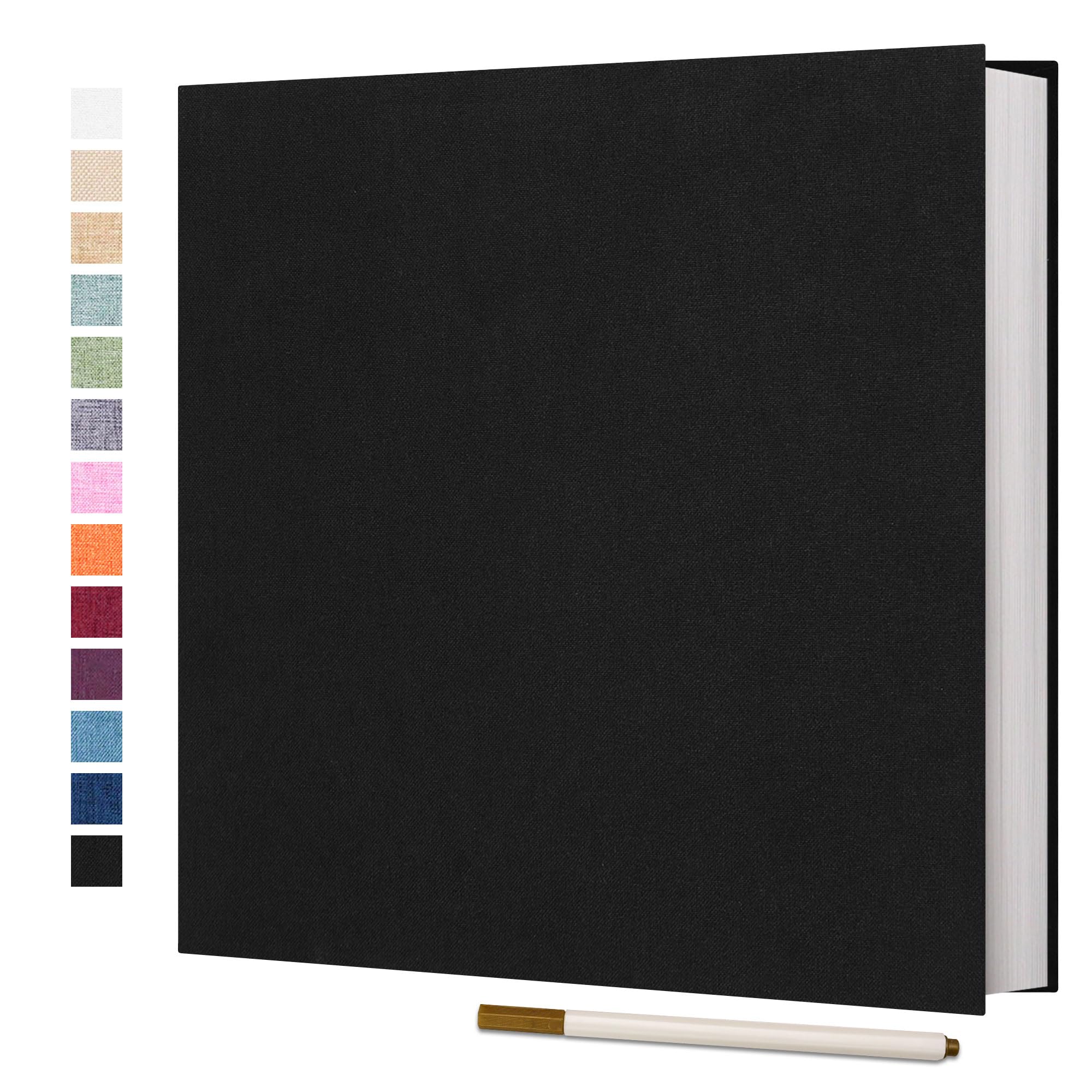 Vienrose Photo Album Self Adhesive 4x6 5x7 3x5 8x10 10x12 Scrapbook Album DIY Scrap Book with A Metallic Pen (13"x12.6" 60 Pages, Black)