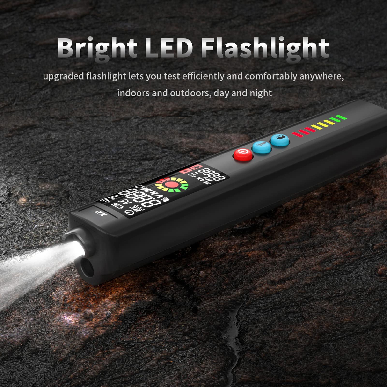 BSIDE X2 Multimètre Numérique Type de Stylo Intelligent avec Thermomètre Infrarouge pour la Détection des Paramètres électroniques Conception Compacte