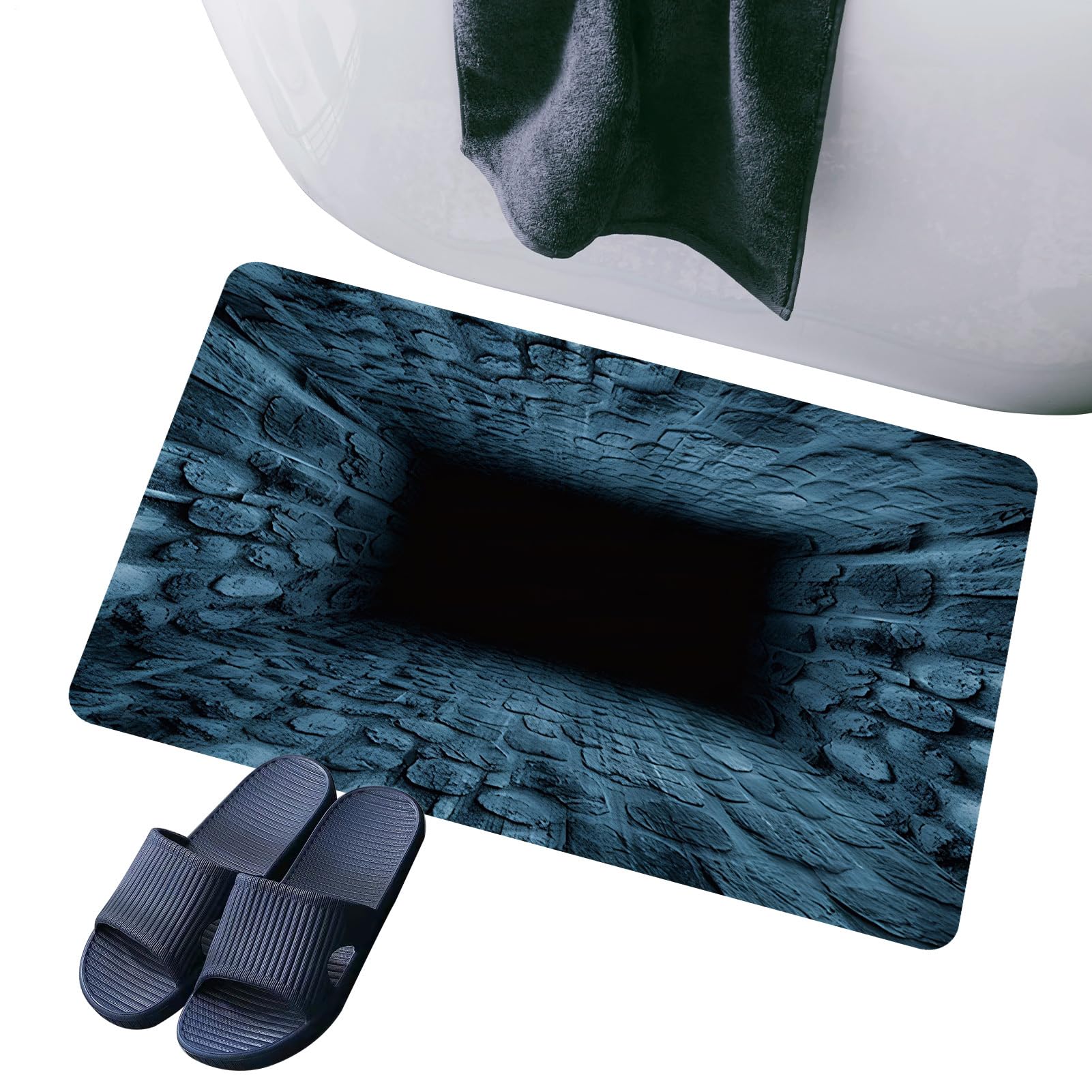 Tapis illusion d'optique 80x50 cm antidérapant pour entrée et salon