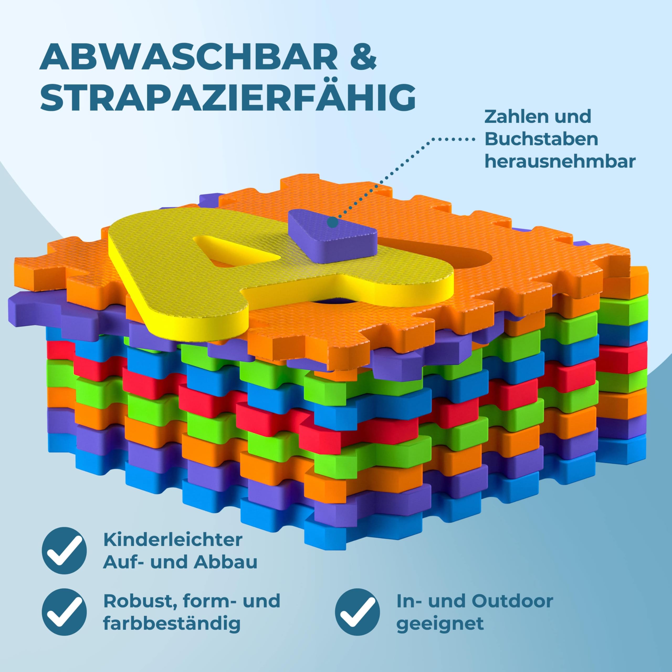 Spielwerk® 86-teilige Puzzlematte Baby Bunt 3,3m² Buchstabenteppich ABC Matten für Kinder Spielunterlage Boden Krabbelmatte Kinderzimmer Puzzleteppich Spielteppich für Kinder