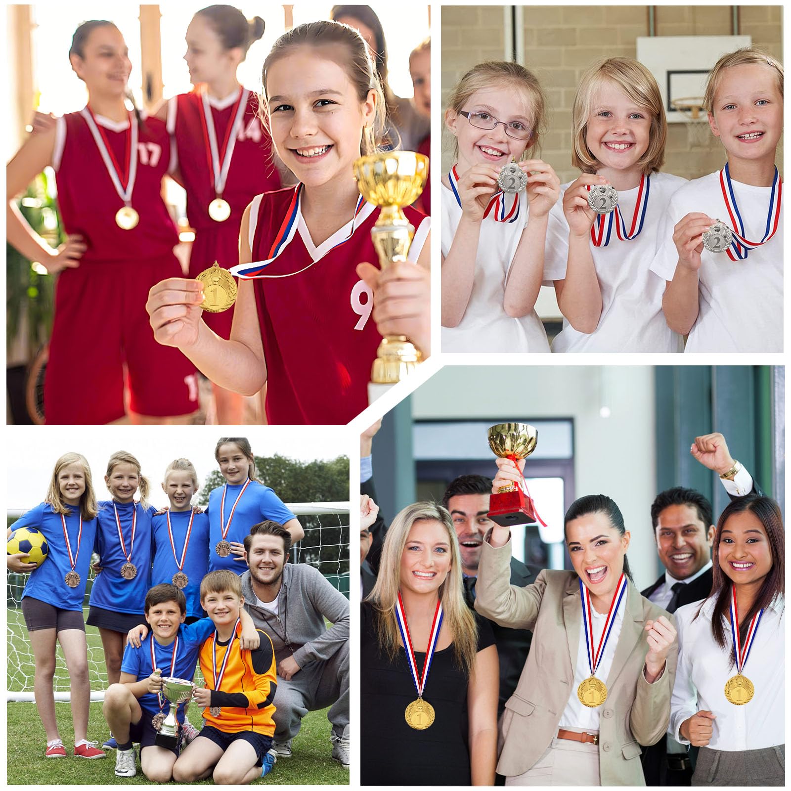 12 Pezzi Medaglie Bambini Metallo Medaglie Premiazioni Medaglia Oro Argento Bronzo Vincitore Medaglia con Nastri medaglie per Bambini Adulti Feste Sport Scolastico Concorsi Calcio (5 cm)