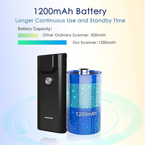 Miniatura 6 de NADAMOO Escáner de código de barras inalámbrico 2D compatible con Bluetooth, con clip trasero ajustable, escáner de código de barras CMOS para