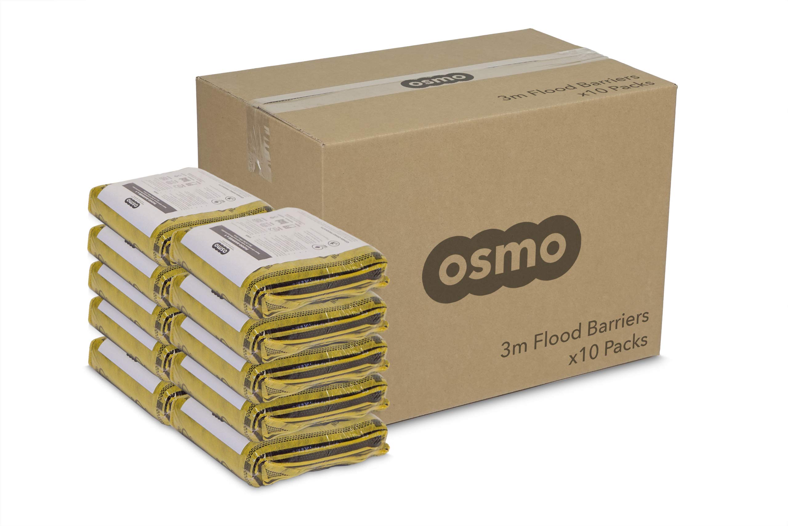 Osmo 3m Flood Barrier (10 Packs)- Activated by Water, Alternative to Sand Bags, 10ft Long
