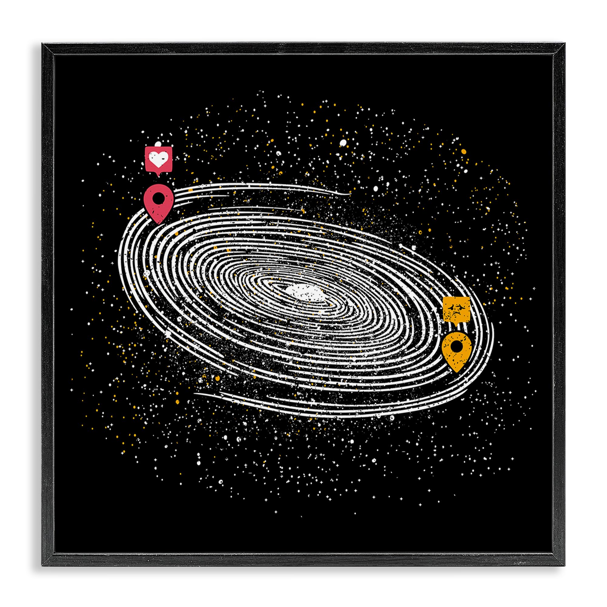 Stupell Industries Midnight Black (Textured) 'Love Long Distance'| Framed Giclee Art
